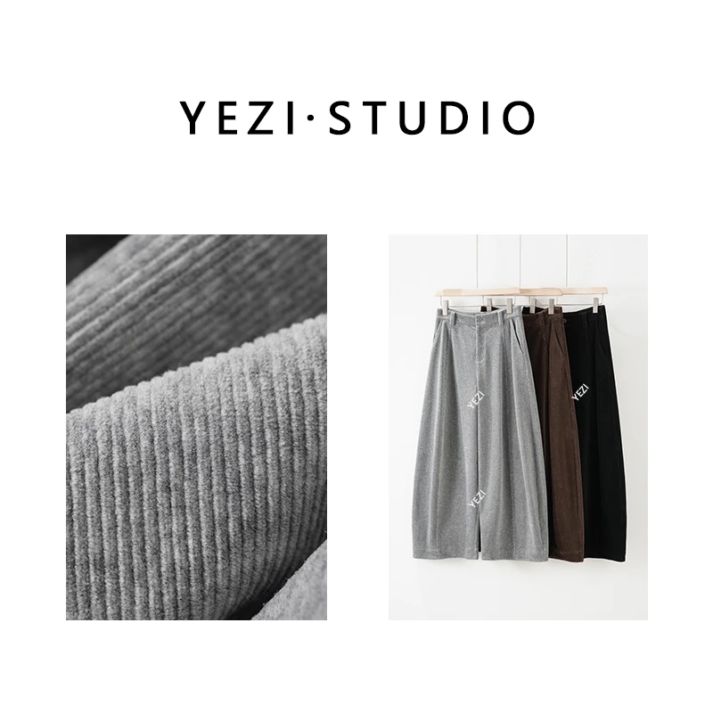 【杨桃裤】定做坑条丝绒高密老钱风遮肉灯芯绒宽松阔腿裤25336097