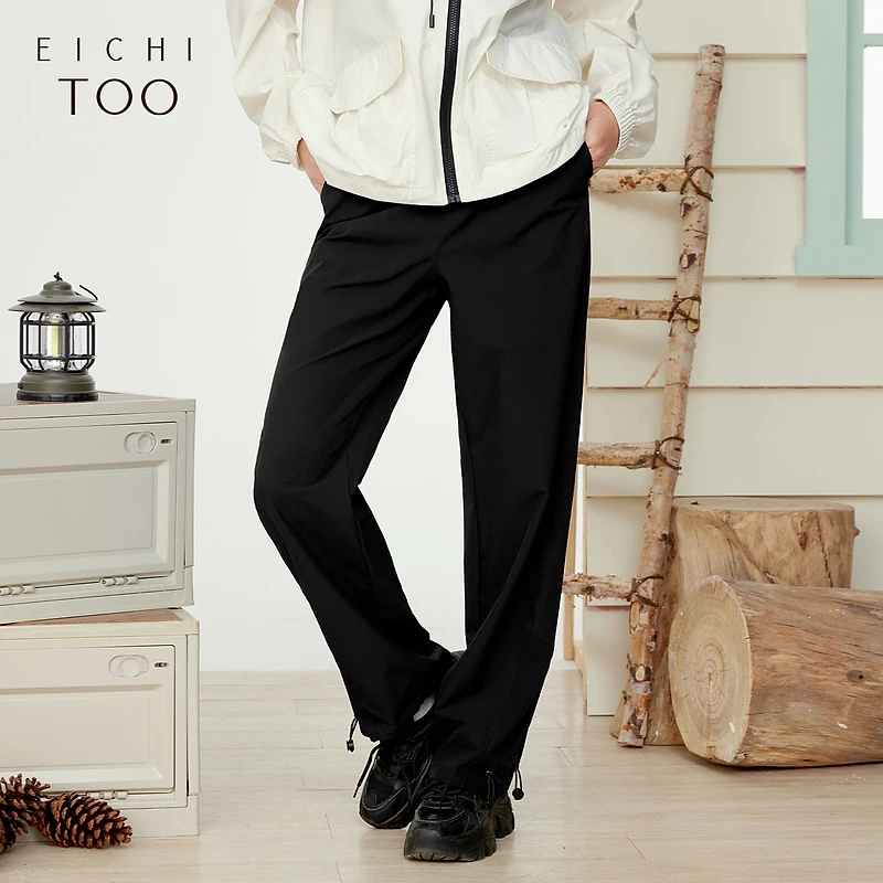 爱居兔春季新款经典黑色休闲时尚休闲裤阔腿裤EKKTJ1P002A