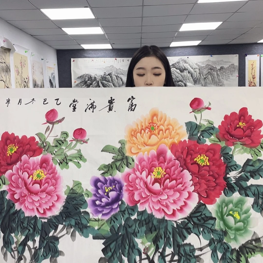 国画作品小姐姐放漏中