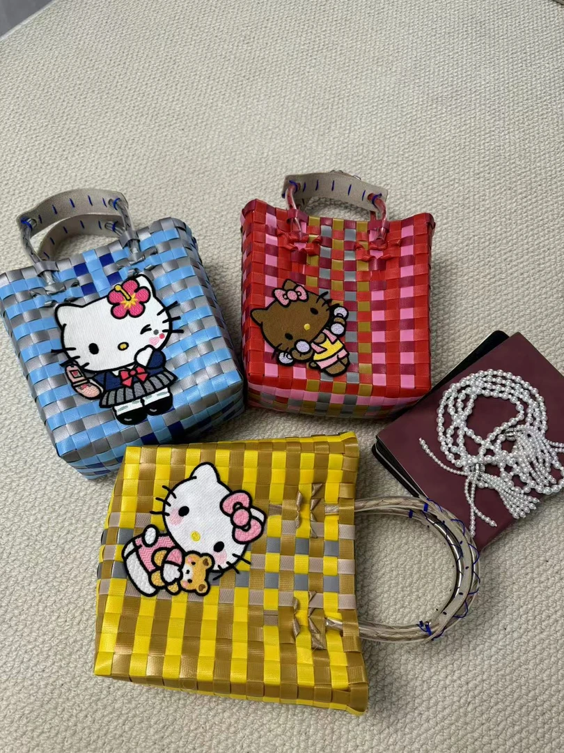 夏日清新时尚编织包学生包咖啡包饭盒包卡通动漫女士
