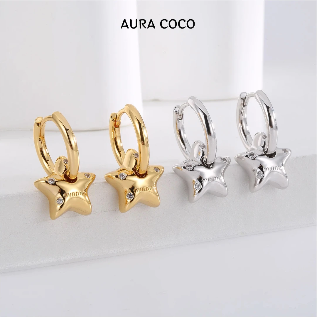 COCO高定 镀K金  小星星耳坠耳环  轻奢耳饰C9915
