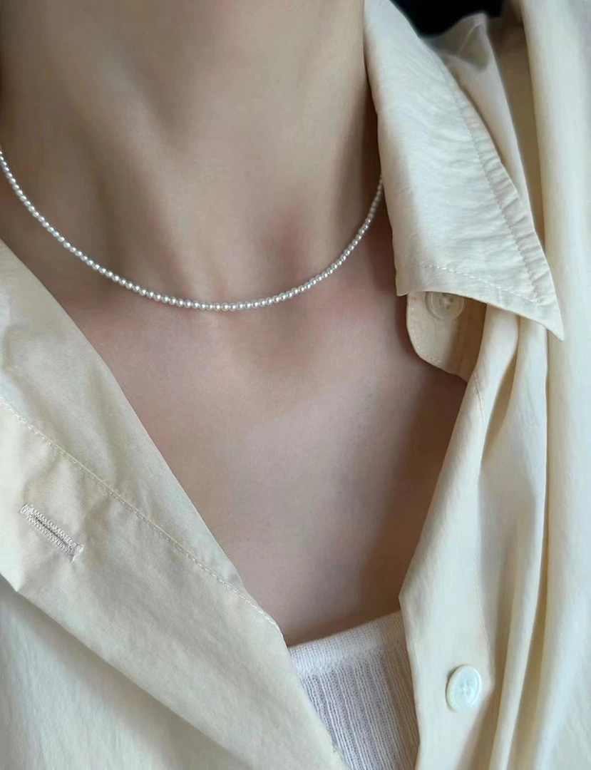 299   白色小米珠珍珠项链HP