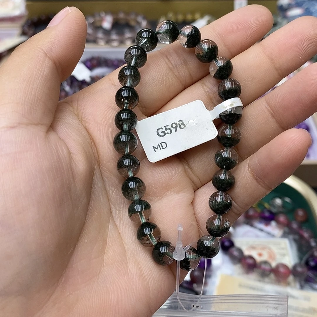 未镶嵌手链水晶G598绿幽灵8mm左右