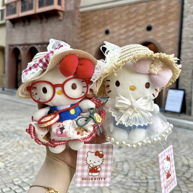 正版草帽纱裙HelloKitty包包挂件卡通毛绒可爱玩偶凯蒂猫伴手礼物