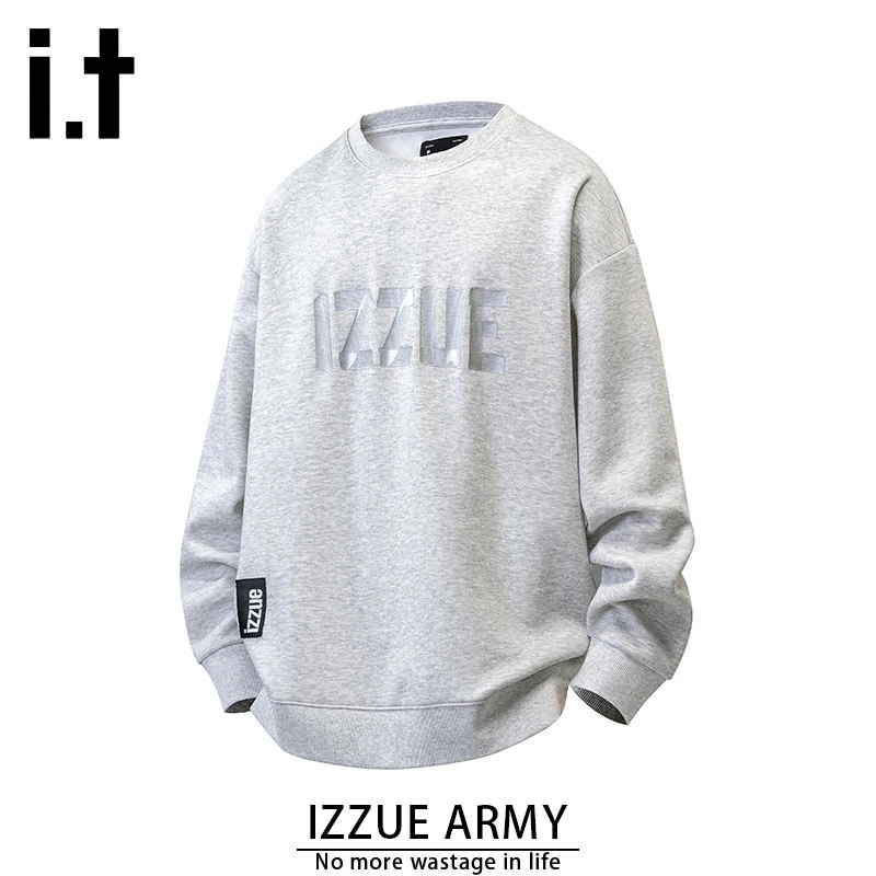 izzue圆领印花套头运动卫衣长袖男士秋季上新潮流卫衣男印花字母