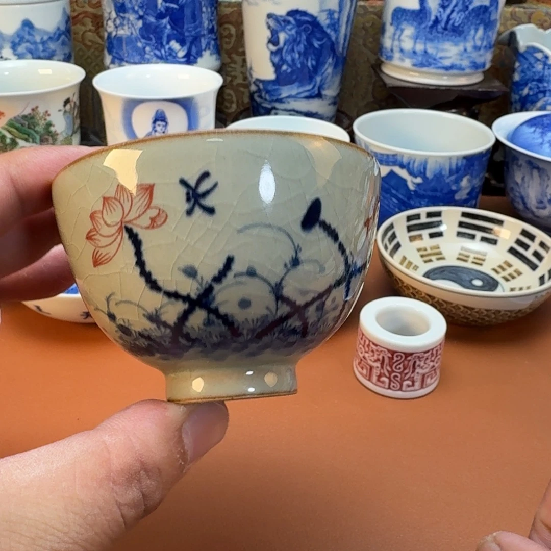 陶杯子景德镇全手工手绘陶瓷