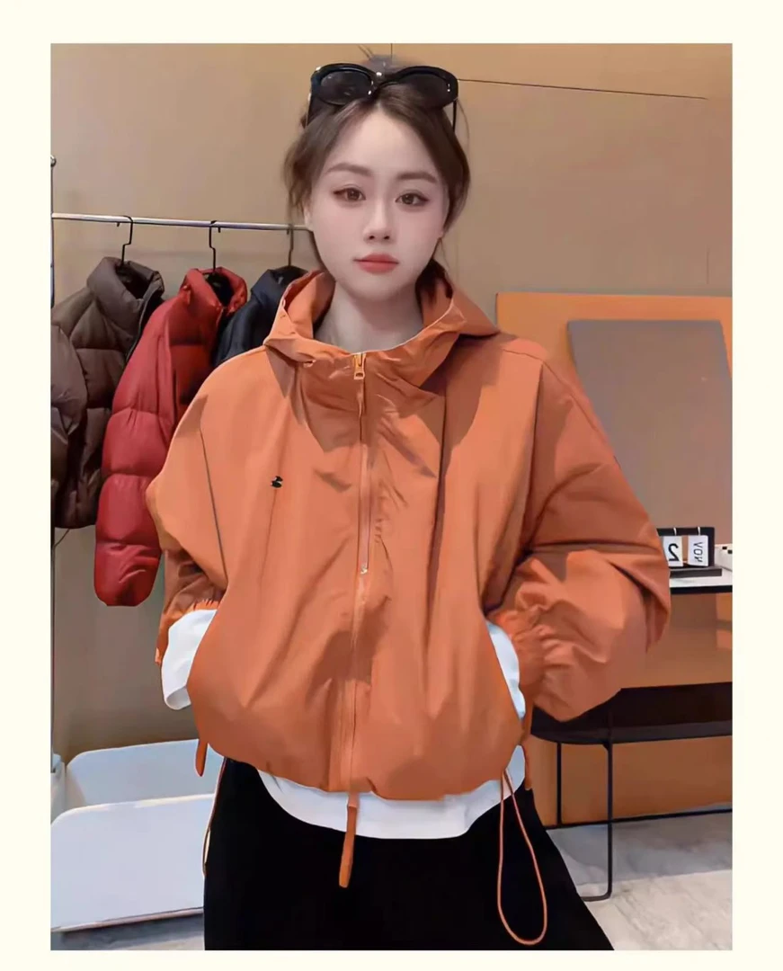 加绒/不加绒短款2025新款小个子休闲高级感夹克女连帽外套上衣