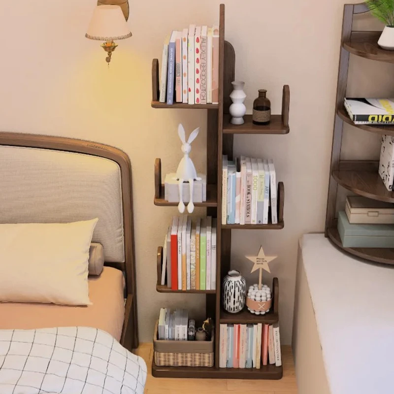 实木仙人掌书架落地树形置物架卧室加厚床边架储物柜学生阅读书柜