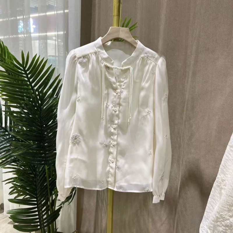 韩系百搭刺绣小衫7137