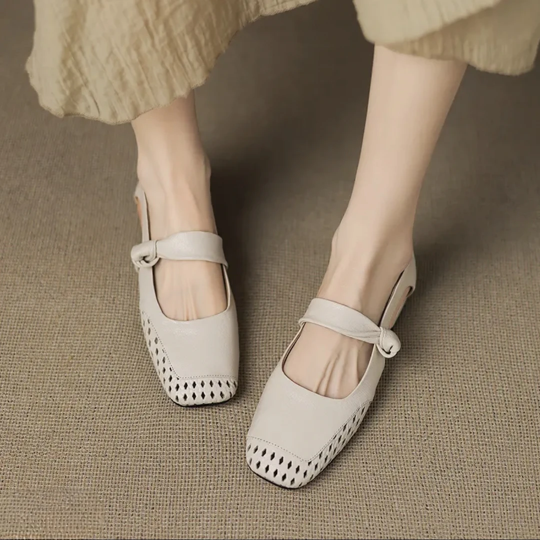 【谢亚平专属】时尚舒适方头休闲风混合编织设计百搭凉鞋8618