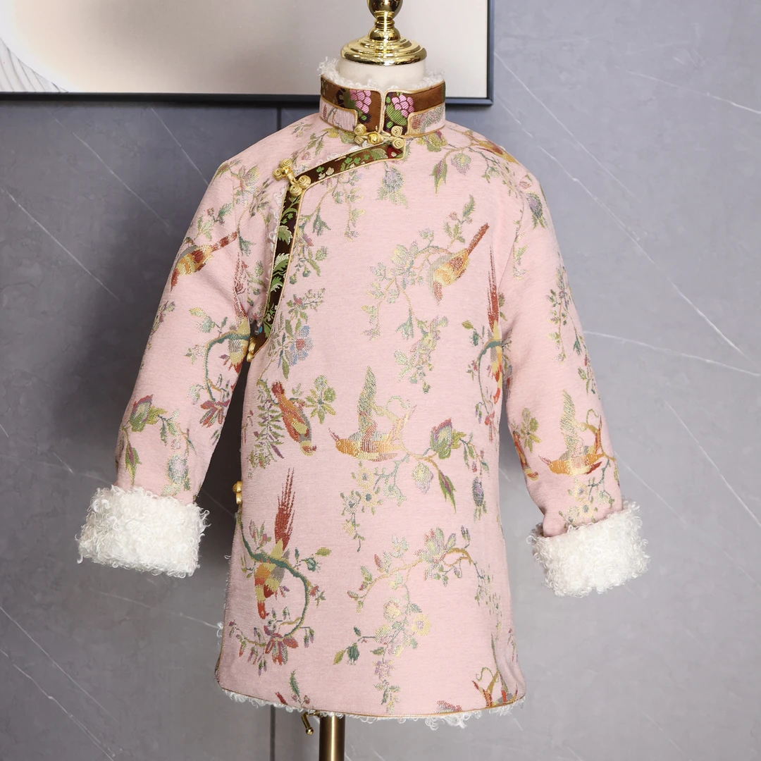 冬季新款加厚加绒中长款藏式儿童外套西藏拉萨藏区藏服TZWT971