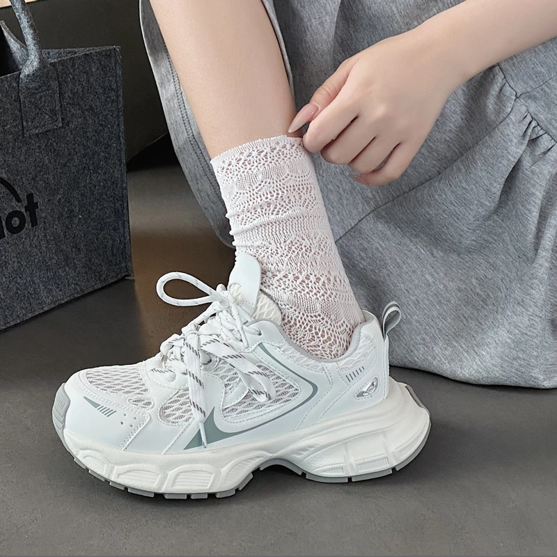 厚底老爹鞋女2025夏季新款单网爆款休闲鞋网面透气百搭女款运动鞋