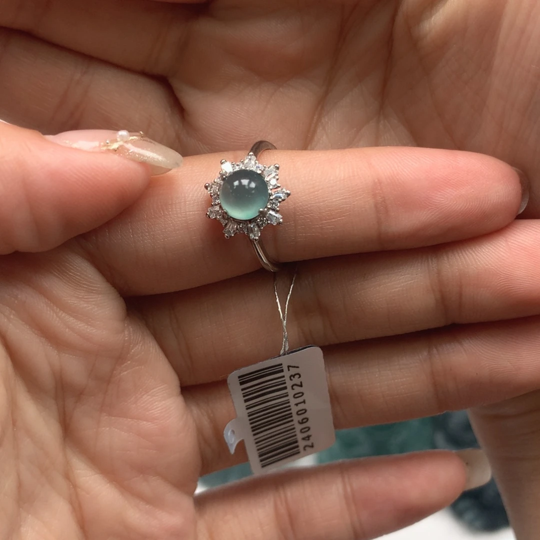 翡翠银S925镶嵌颈饰亚*克天然翡翠