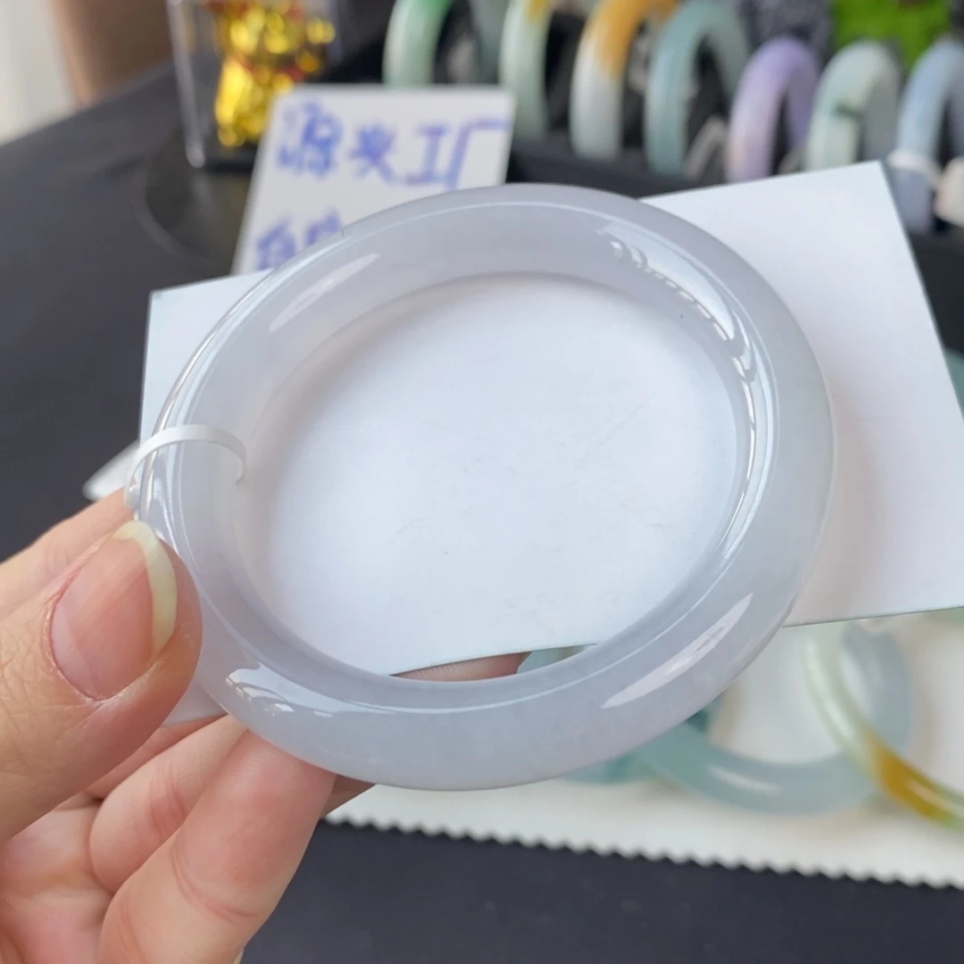 翡翠未镶嵌手镯浅冰蓝53.7