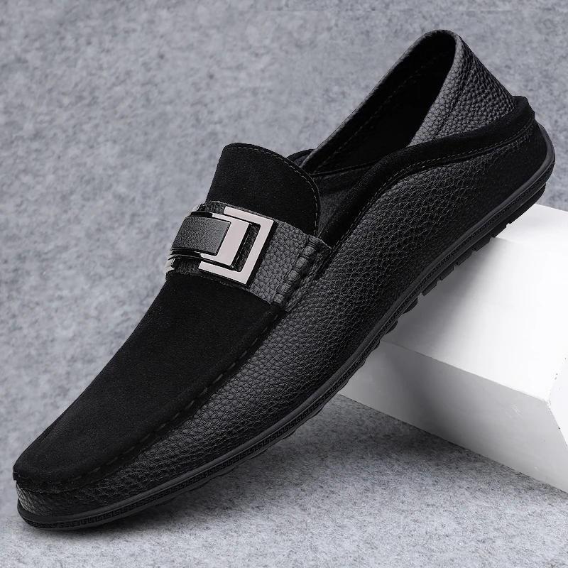 皮鞋男2025秋季新款韩版时尚商务休闲鞋英伦风软皮软底男士豆豆鞋