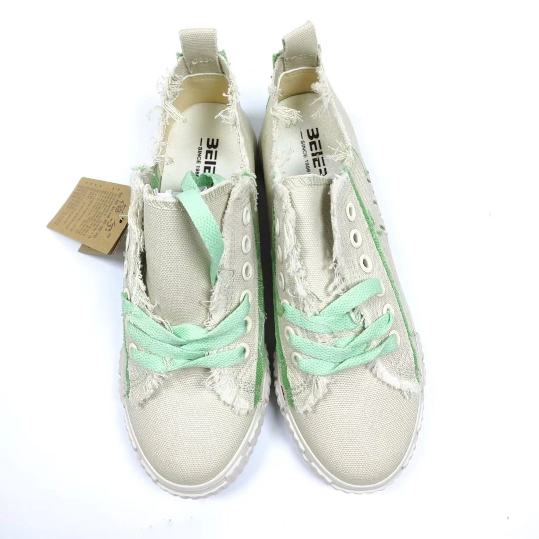 毛线帆布鞋女ins潮百搭复古港风平底板鞋8365(2C7-6)