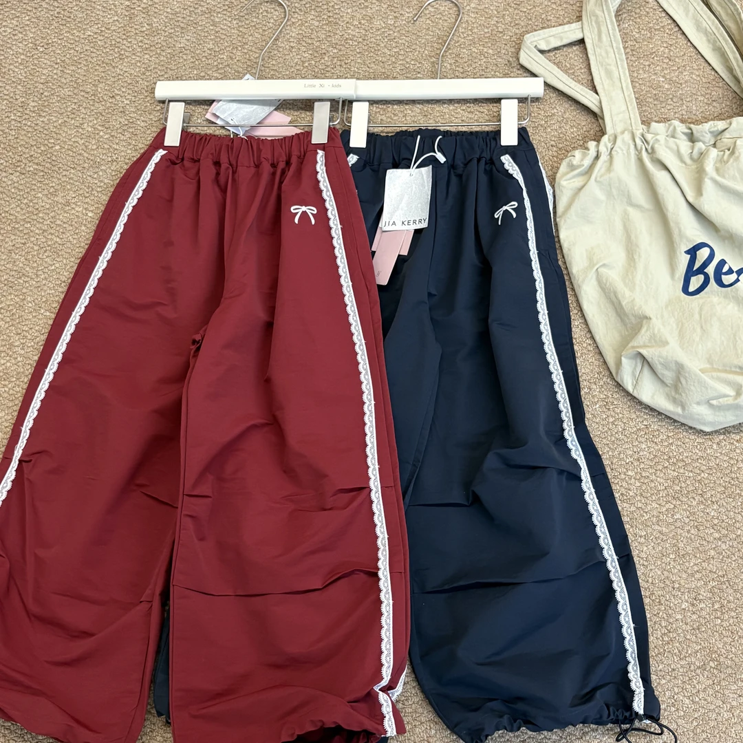 小熙家秋季新款运动休闲裤女大童百搭伞兵裤长裤JL66738-152-175