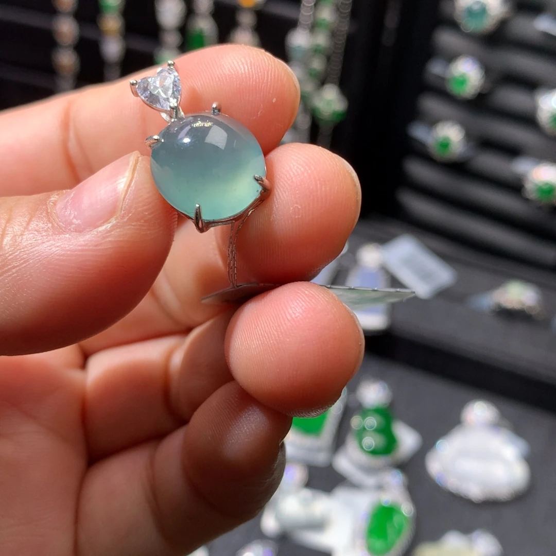 翡翠银S925镶嵌耳饰