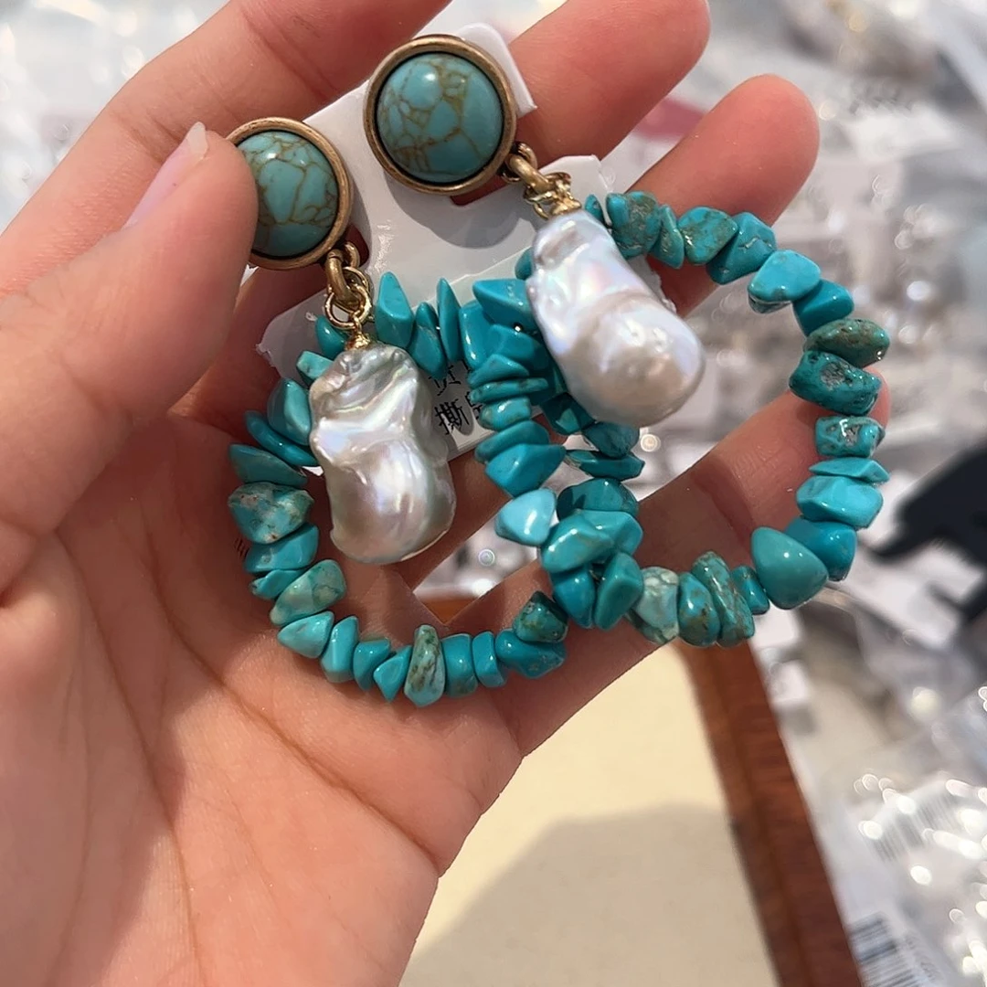 合金淡水珍珠耳饰