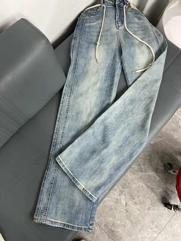 99867新款韩版时尚休闲女拖地牛仔裤春季