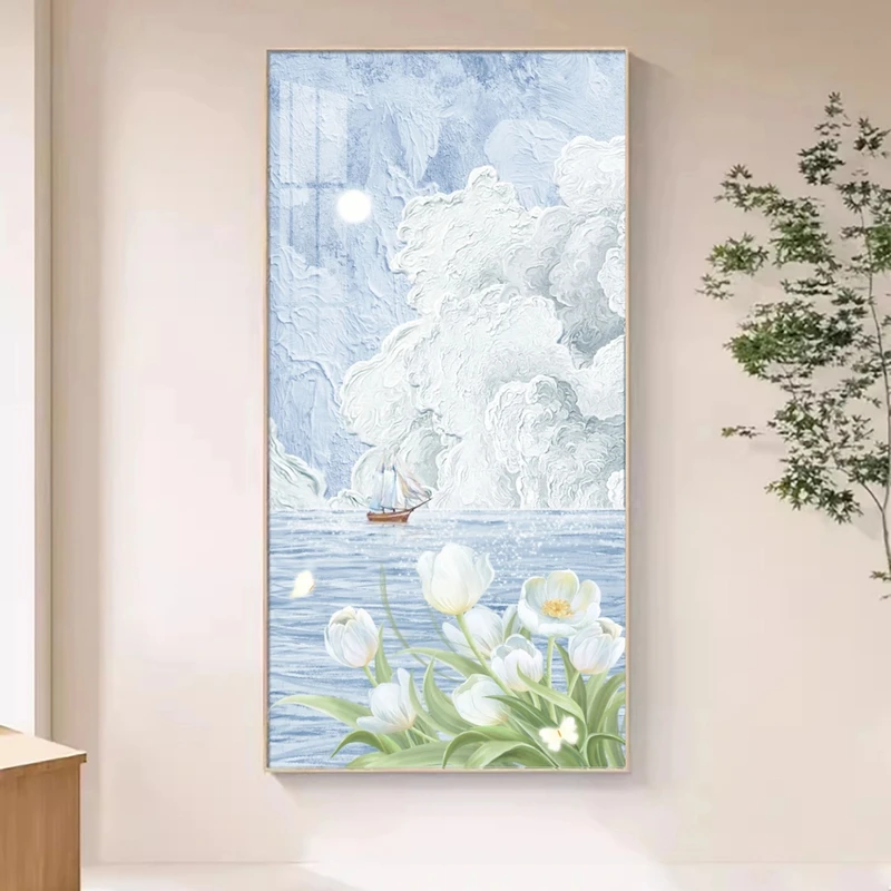 【海景日出-玄关】奶油风玄关装饰画正对入户门高级感轻奢简约挂画