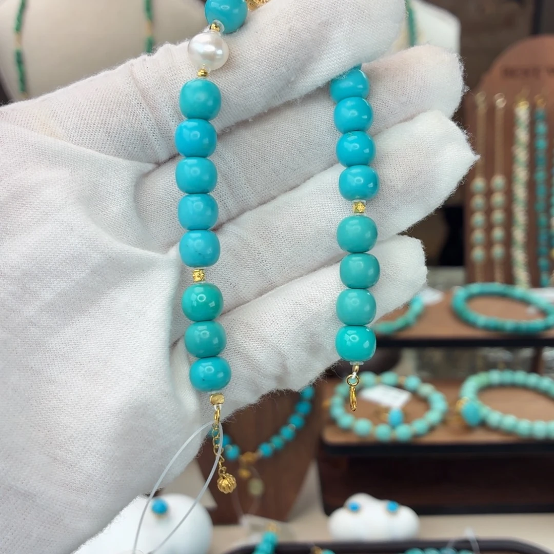 18K金镶嵌绿松石手链