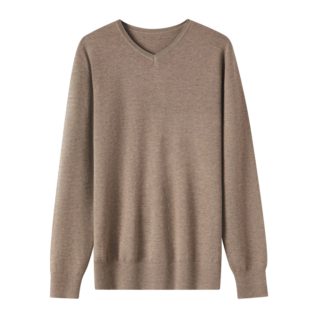 【欧诗莲】新款羊绒v领纯色秋冬针织长袖男款精仿山羊绒打底衫6639