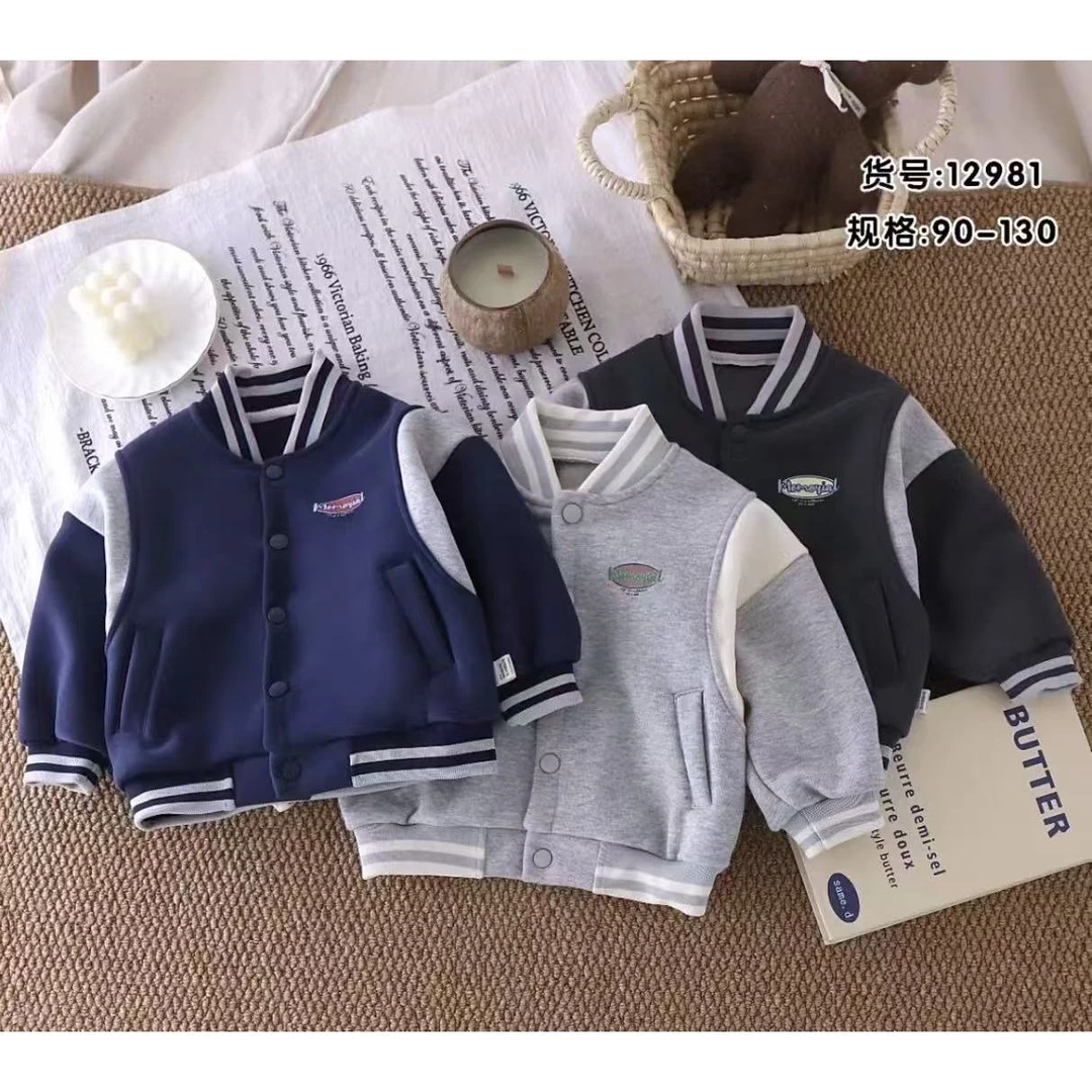 新款拼块加绒棒球外套12981