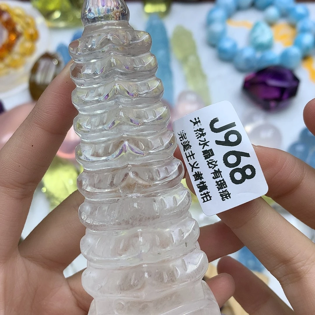 水晶未镶嵌珠宝半成品九层摆件