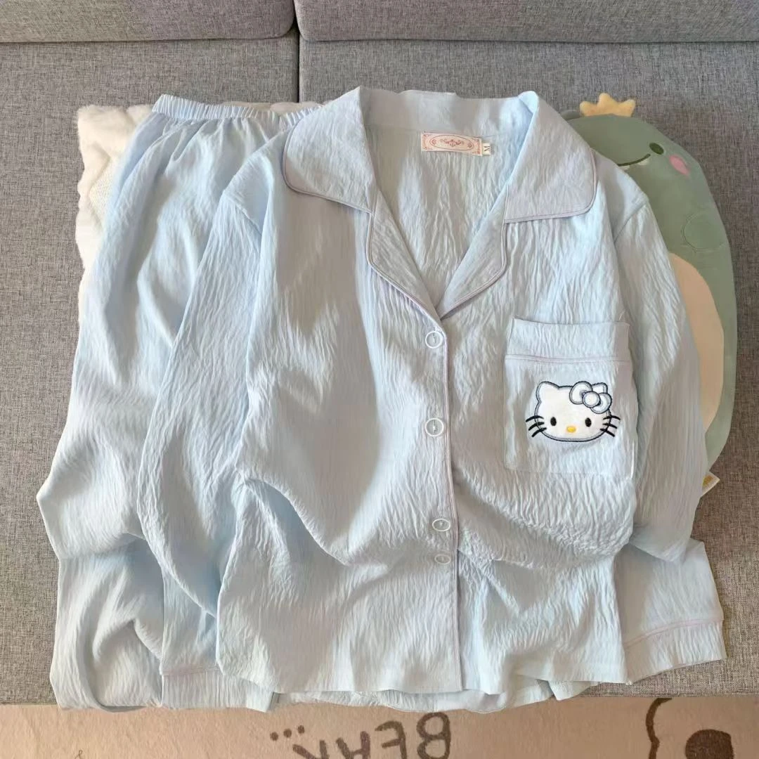 睡衣女卡通春秋新款长袖长裤开衫甜美家居服套装8801
