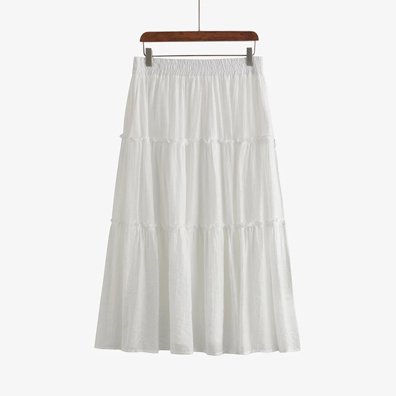 《大胖倩》《主播同款长款》大码高腰垂顺松紧蛋糕半身裙百搭显瘦长款