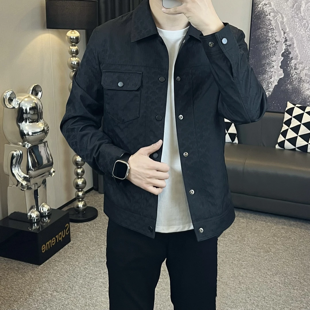 『JIA.HAO』B221春夏品质时尚潮流薄款欧货提花显瘦翻领夹克