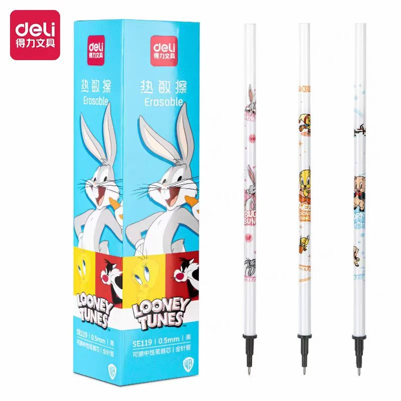 得力兔巴哥可擦中性笔芯0.5mm 黑  xx