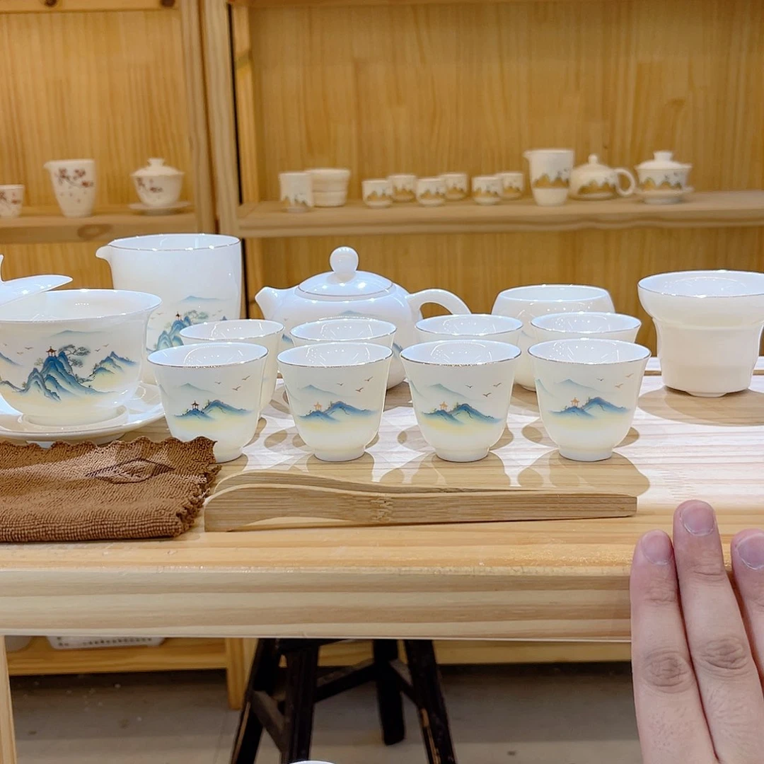 杯玄致羊脂玉瓷茶具套装