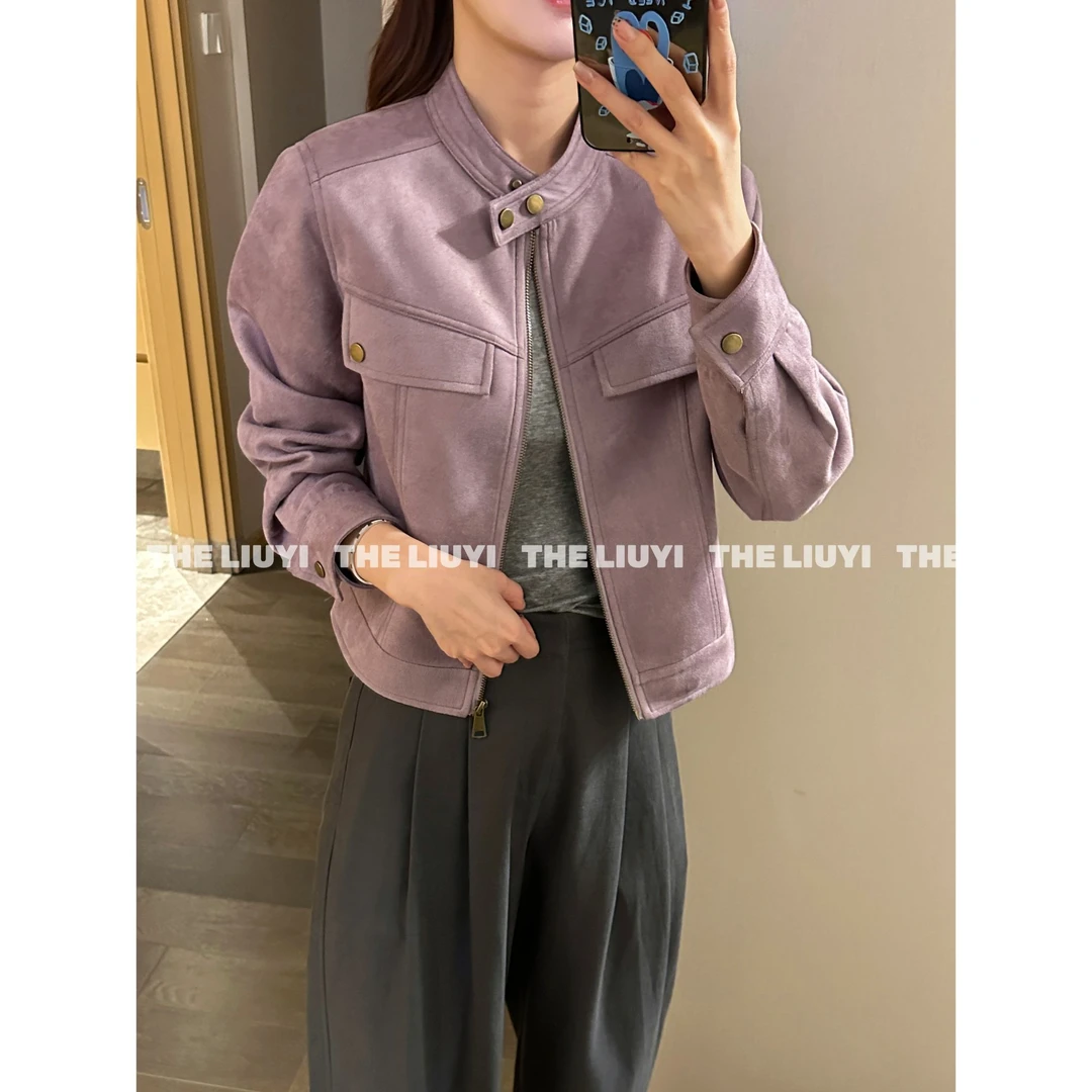 【LIUYI】紫色重工夹克显瘦外套58079