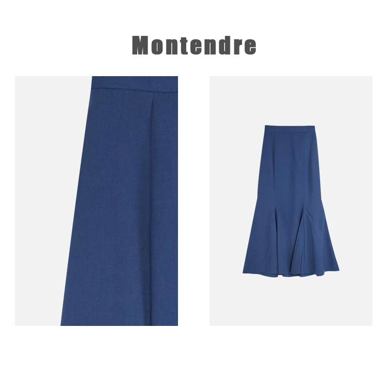 【MonTendre】初秋新款 O 时尚高腰显瘦气质百搭纯色复古鱼尾半身裙