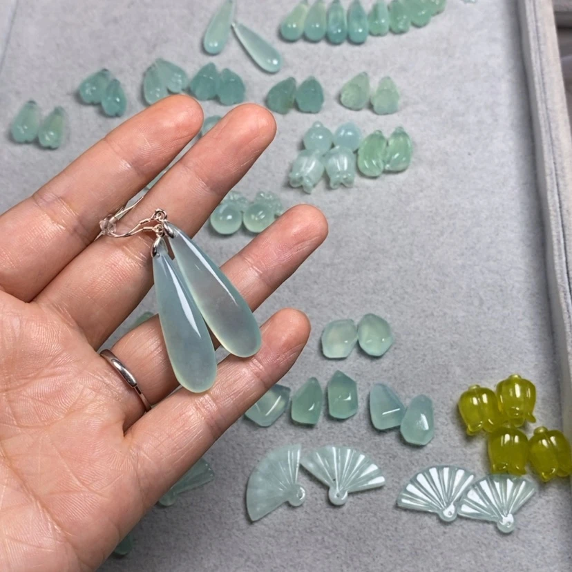 【闪购商品】蛇纹石玉未镶嵌挂件耳饰耳环项链海***?