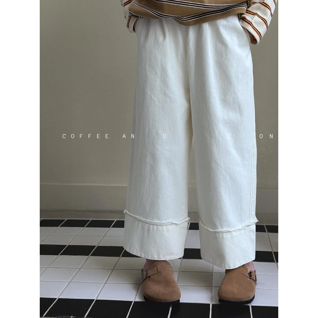 儿童衣服童装女童休闲直筒裤秋季新款洋气设计感宝宝裤子百搭阔腿