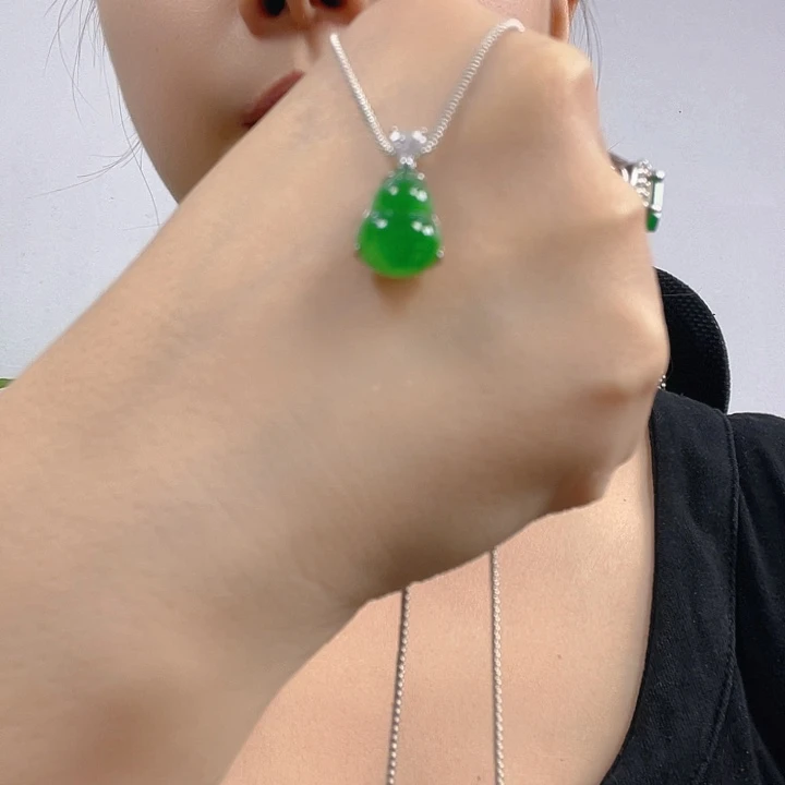 翡翠银S925镶嵌吊坠(不含链)