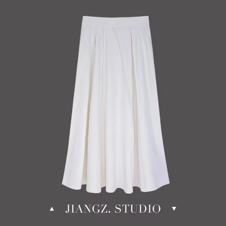 panii新款优雅显高显瘦赫本风伞裙长半裙23B0027