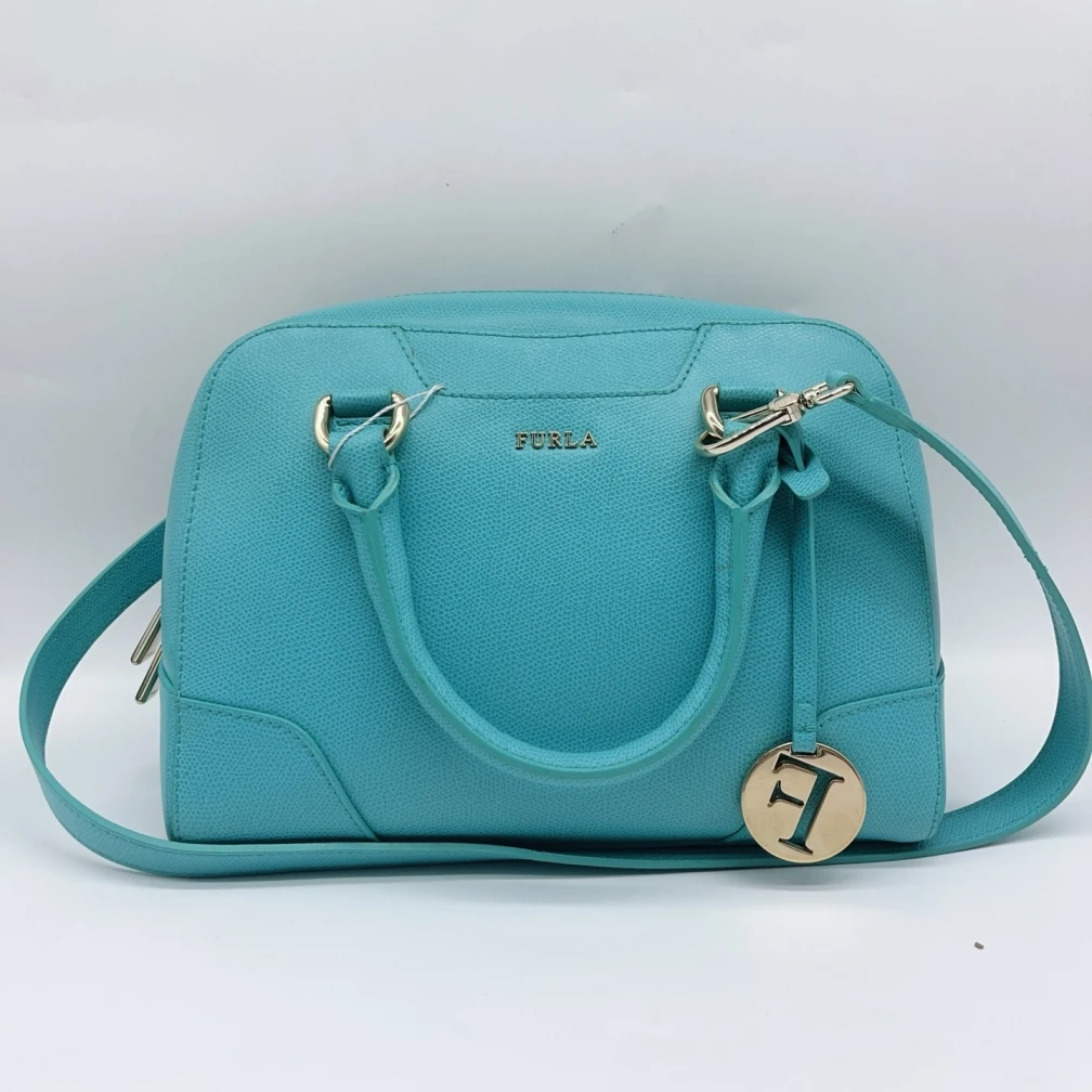 95新 FURLA/芙拉  蓝色手提单肩包  1491 6647