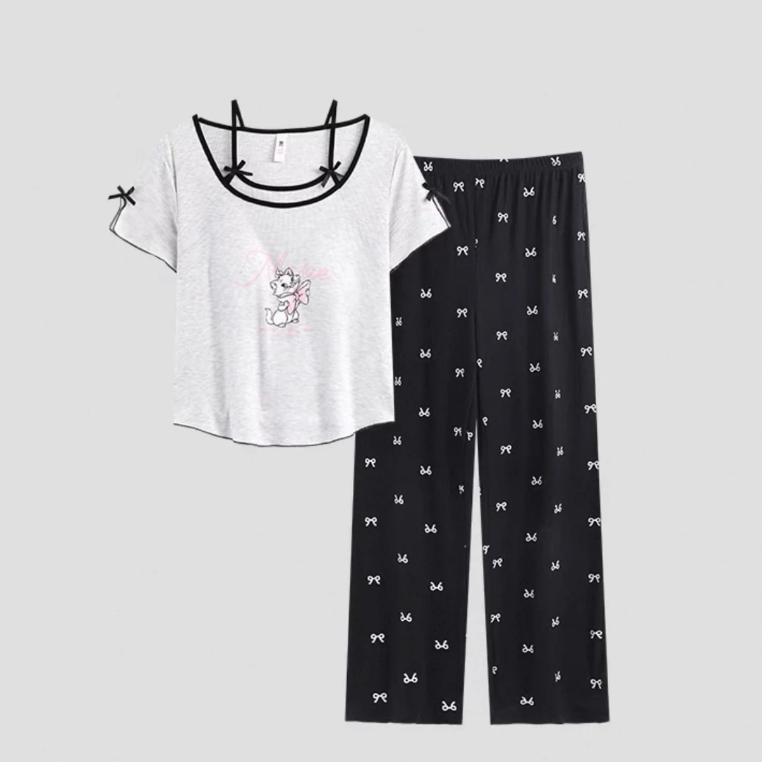2025年爆款款式睡衣女士卡通百搭短袖长裤家居服休闲两件套女生