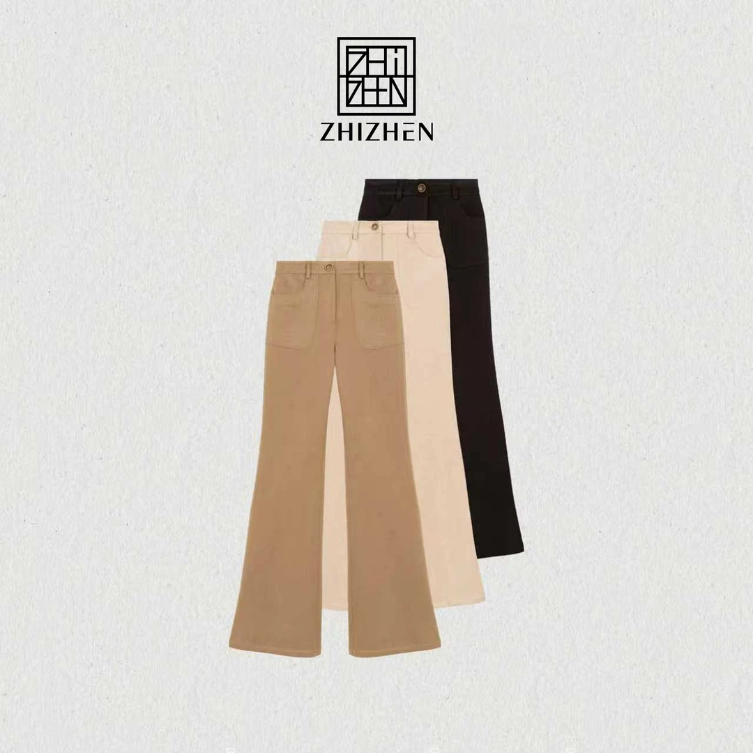 25SS羊毛设计师款加厚松紧腰保暖直筒微喇裤【境素】