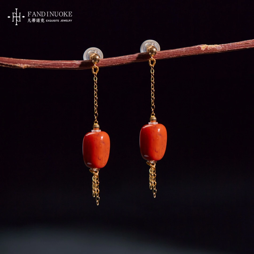 【加加专属】赤缇丨18K南红耳钉多样性发一#XYGD999179-B