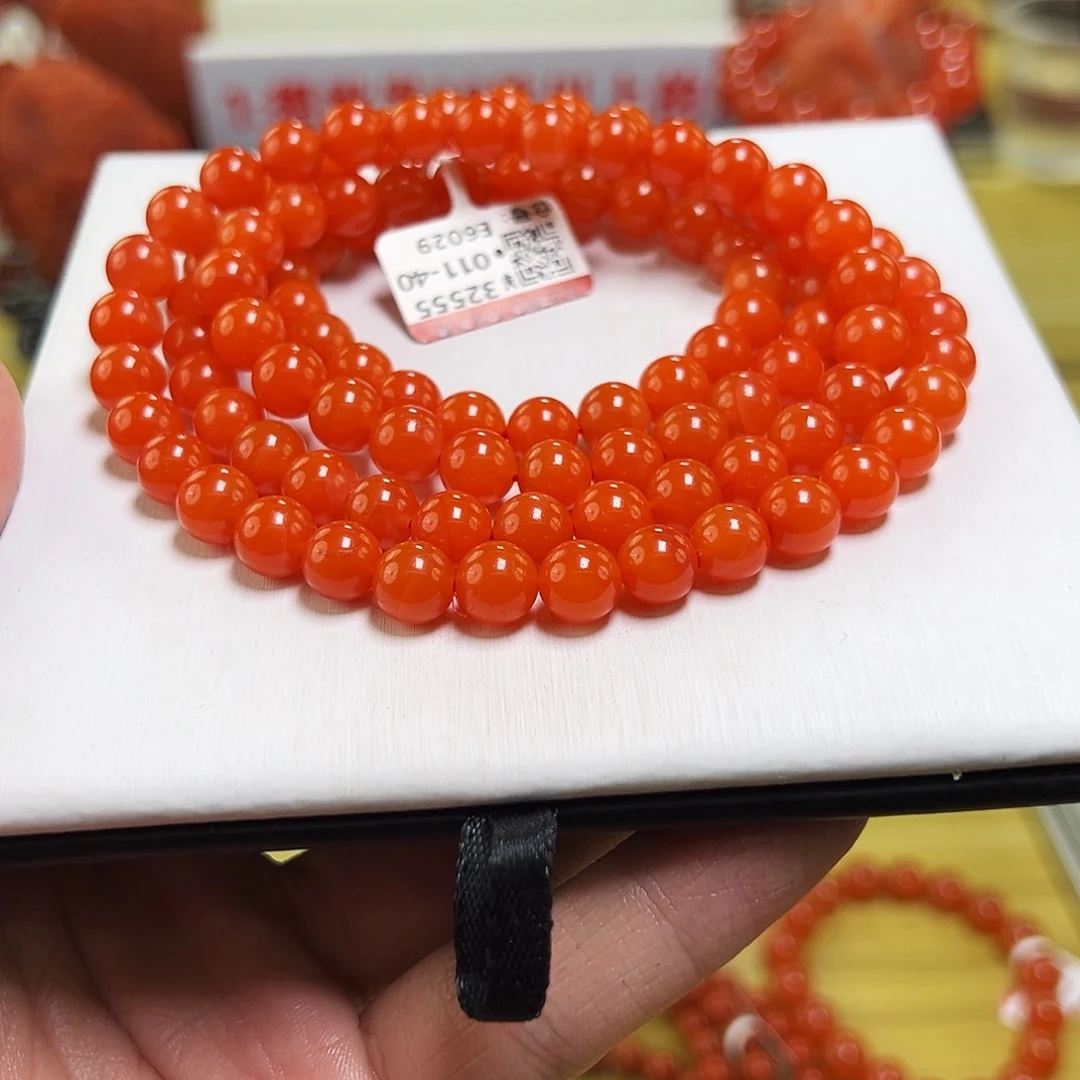 南红玛瑙未镶嵌多样性发一8mmm滴水洞毕业级多圈保山南红