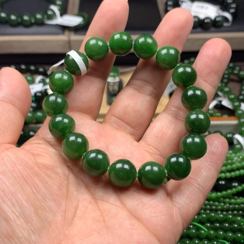 【闪购商品】未镶嵌手串和田玉（碧玉）冰辣12m m