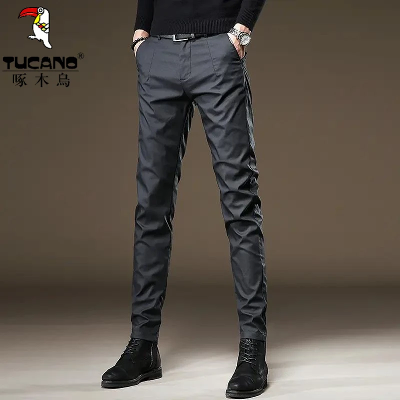 秋冬新款高端休闲裤男士韩版潮流时尚出勤商务西裤男修身小脚长裤