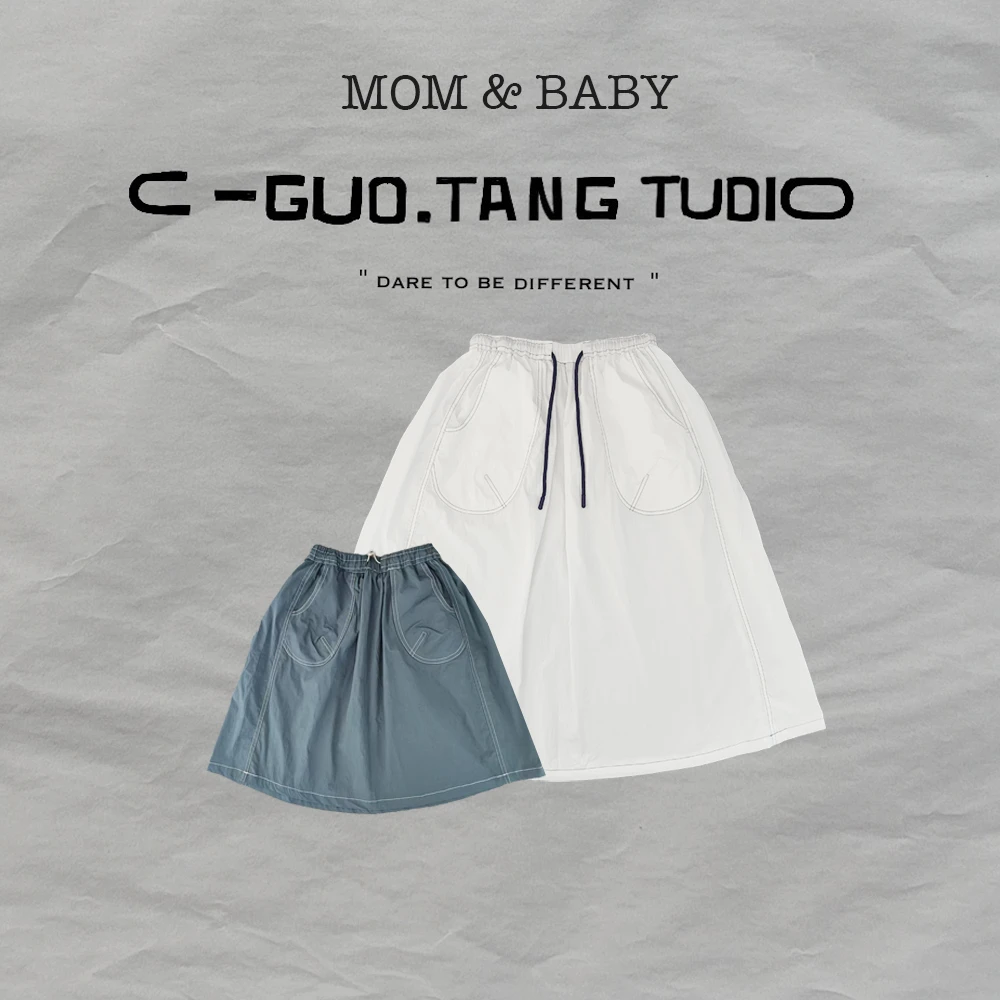 C-Guo.Tang Studio亲子夏季母女装半身日系风工装裙宽松儿童百搭