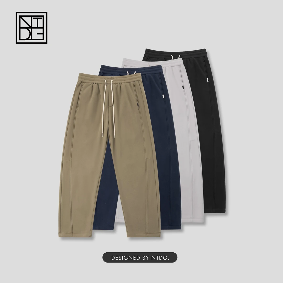 冬季新款加绒加厚防风裤净版立体剪裁弯刀裤9W0835