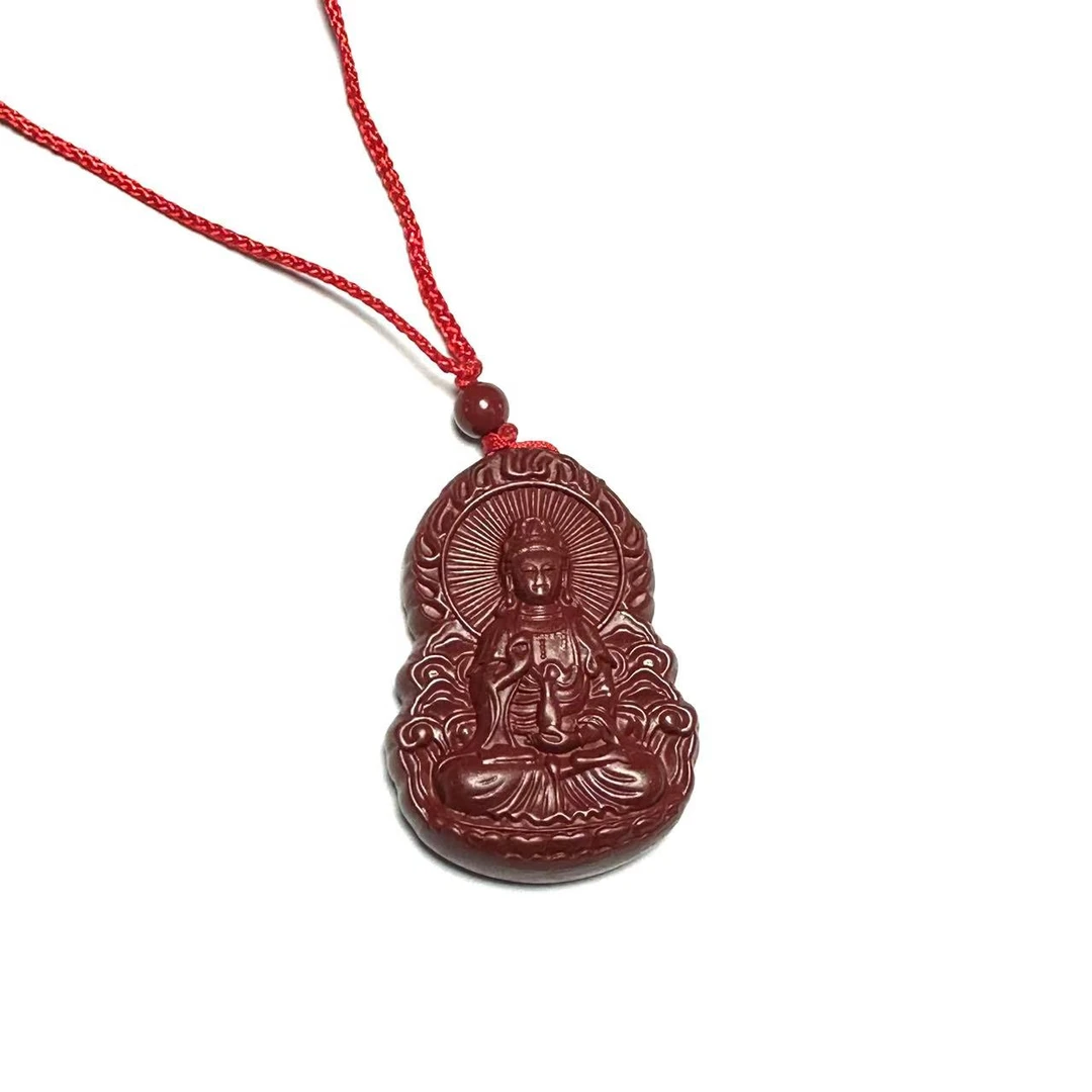 天然辰砂新中式项链- 尺寸44*32*9mm-LZS022